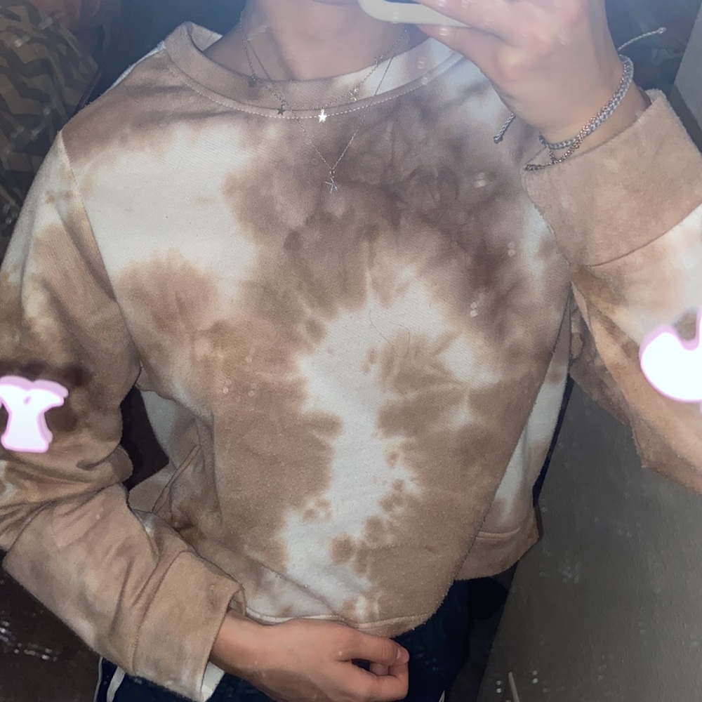 Super Cute Brown Tie Dye Crewneck
